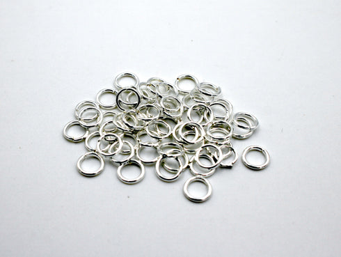 50 pieces, 6mm silver plated jump rings, open jump rings, silver connector, bulk silver jump rings,